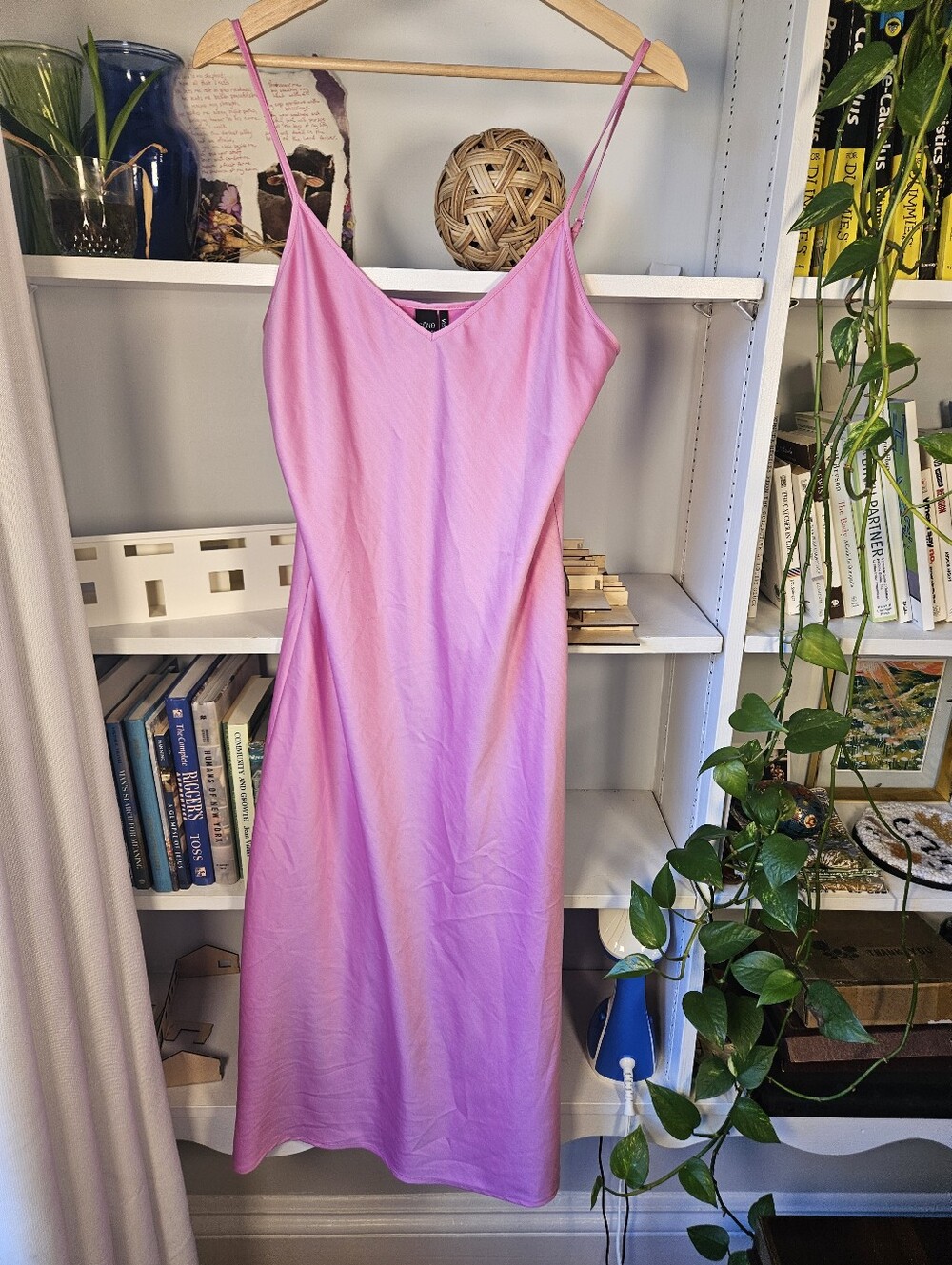 Pink Slip Slip Dress Adjustable Spaghetti Straps Size Medium Midi Dress Feminine